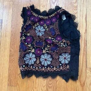 Ritu Kumar Black and Purple Embroidered Blouse